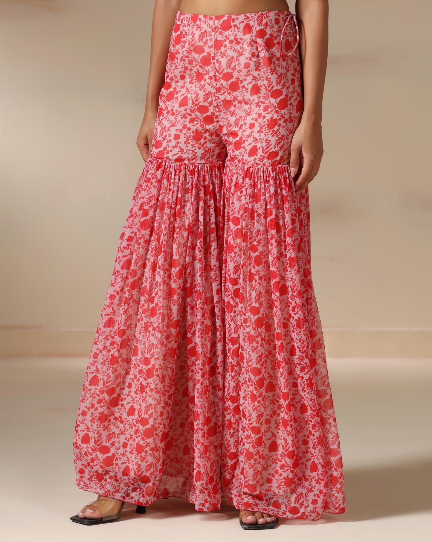 Scarlet Bloom Peplum Sharara Set