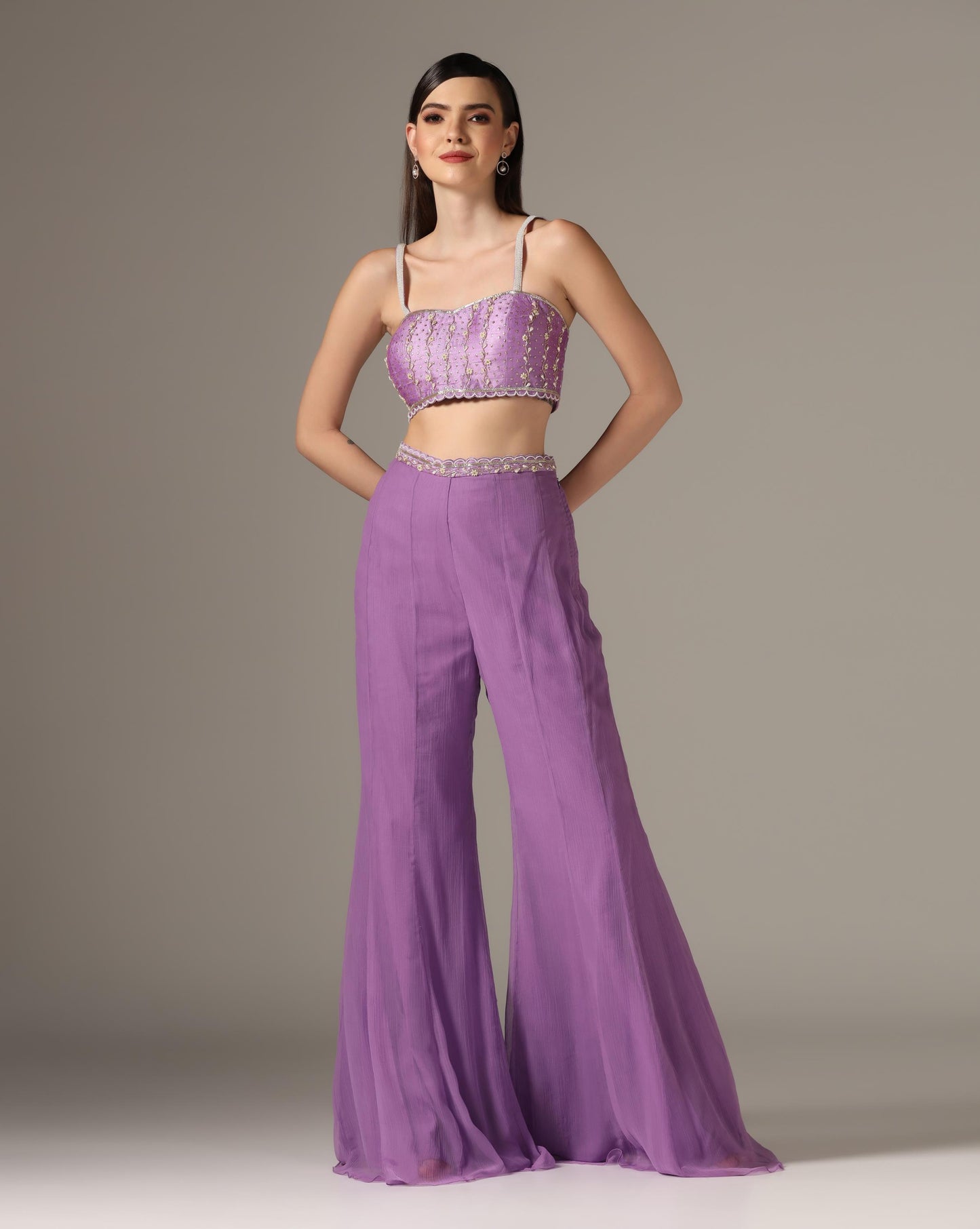 Lilac Organza Printed Co-Ord Set