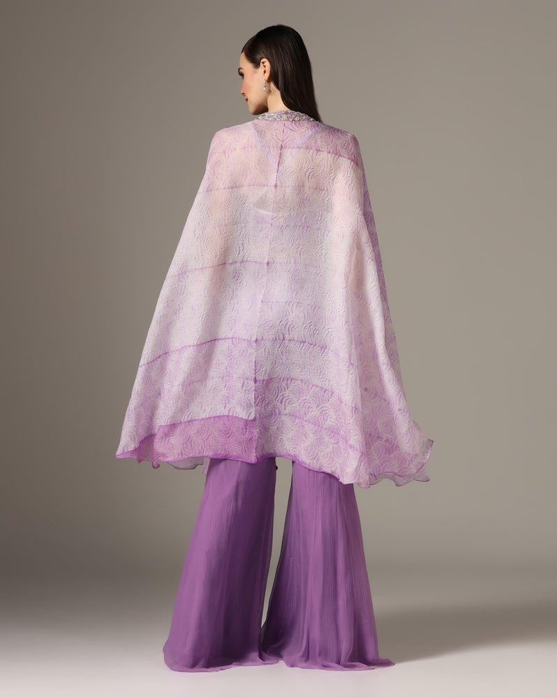 Lilac Organza Printed Co-Ord Set Yashodhara