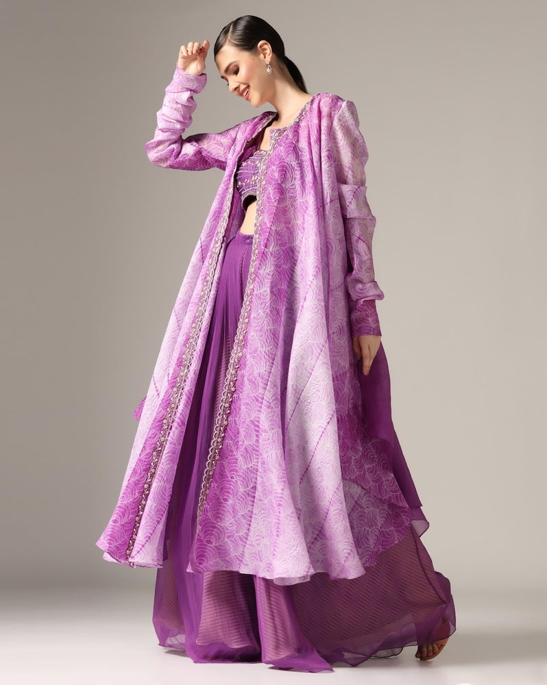 Purple Organza Printed Co-Ord Set Yashodhara