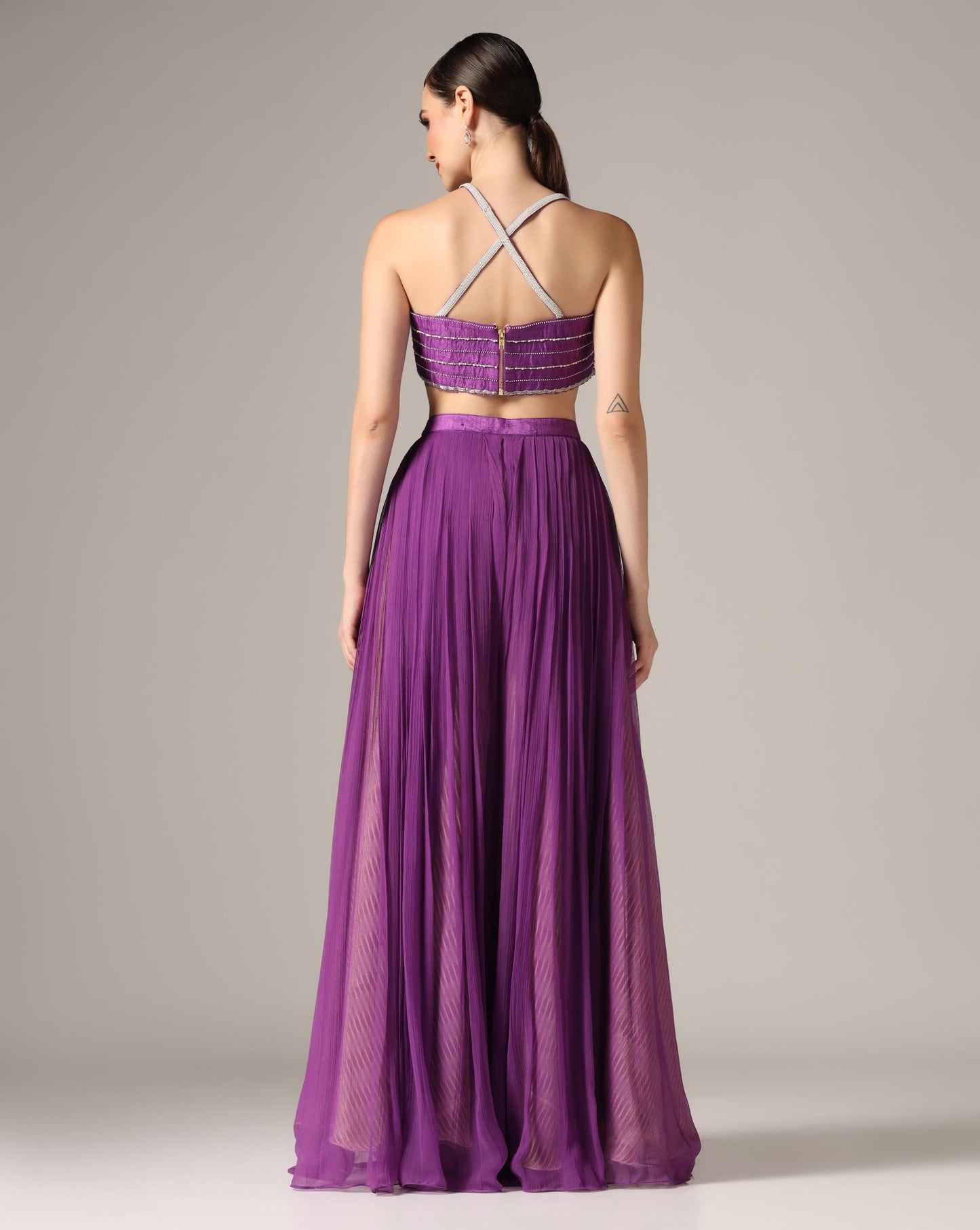 Purple Organza Printed Co-Ord Set