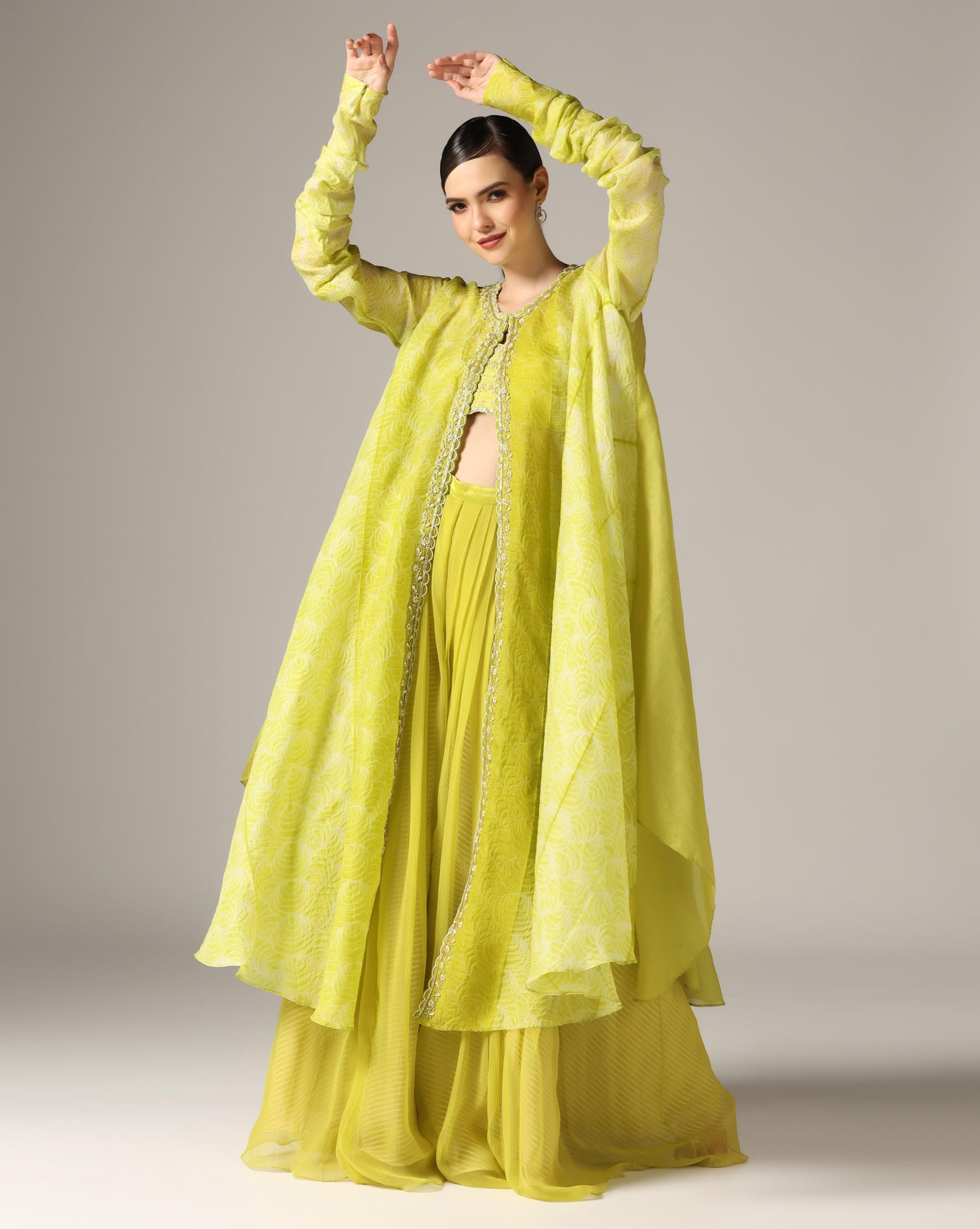 Jade Green Organza Printed Co-Ord Set