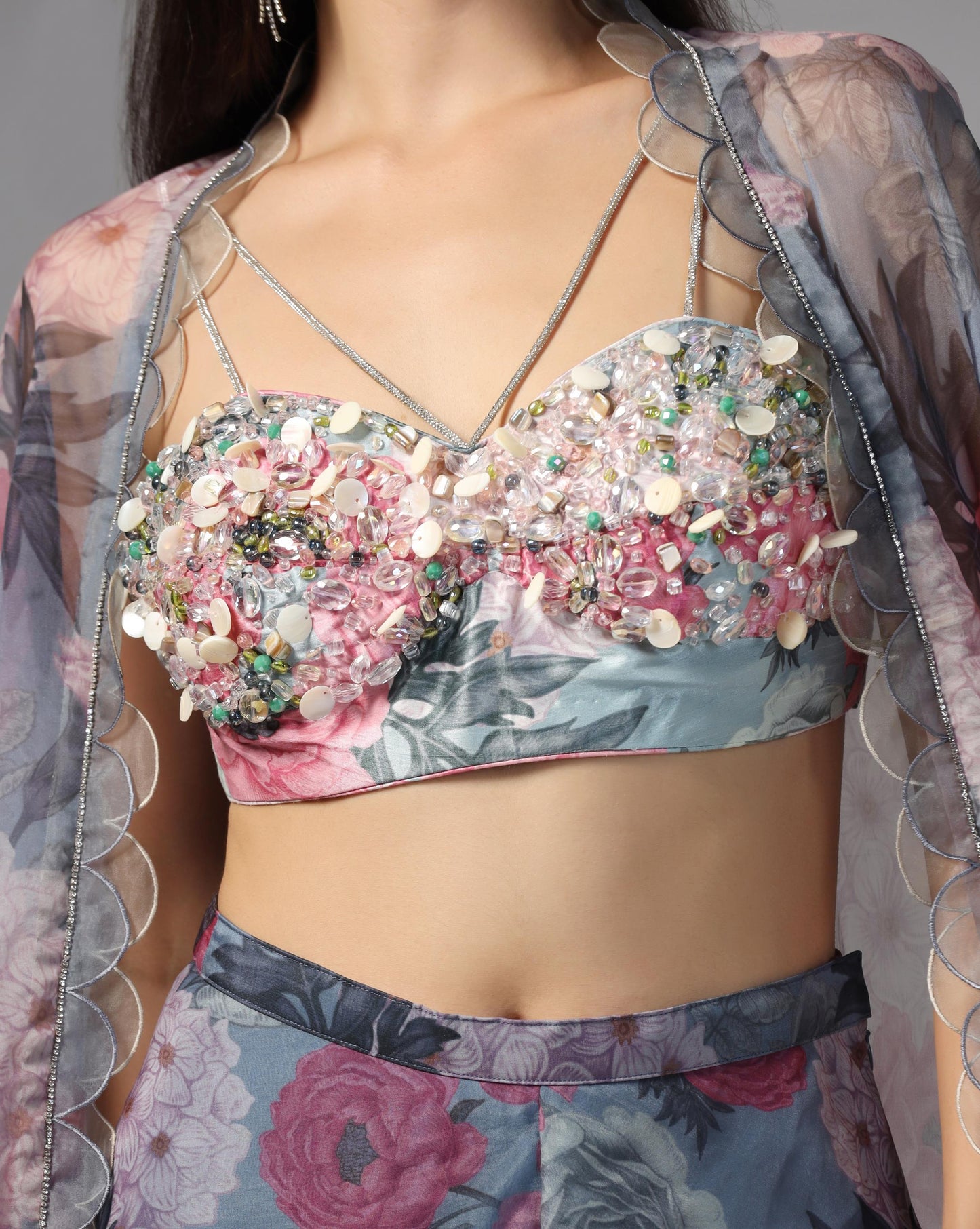 Midnight Peony Cape & Palazzo Set