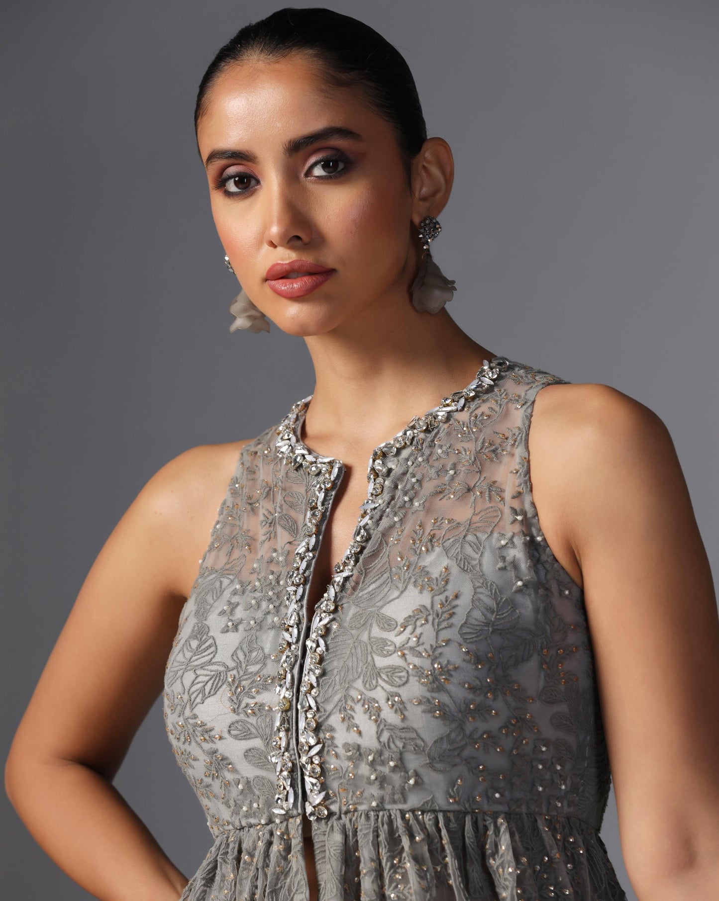 Moonstone Grey Embroidered Set