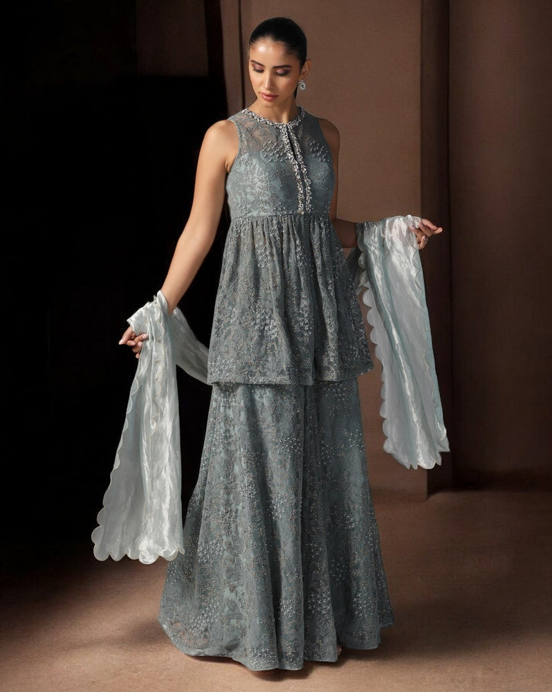 Slate Whisper Embroidered Set Yashodhara