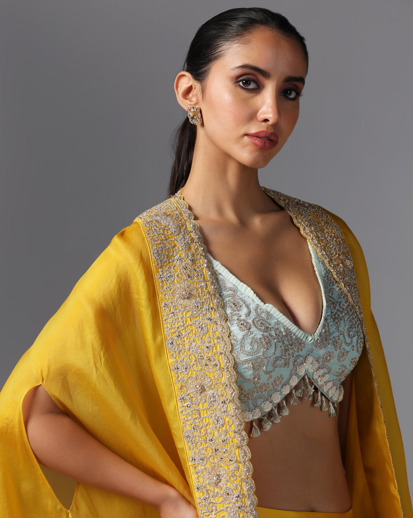 Sunlit Aura Embroidered Cape Set