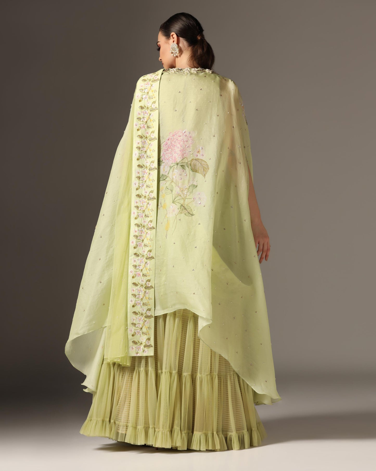 Green Printed Lehenga Set