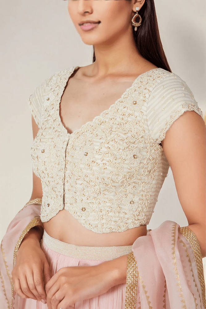 Blush Pink Organza Lehenga Set Yashodhara