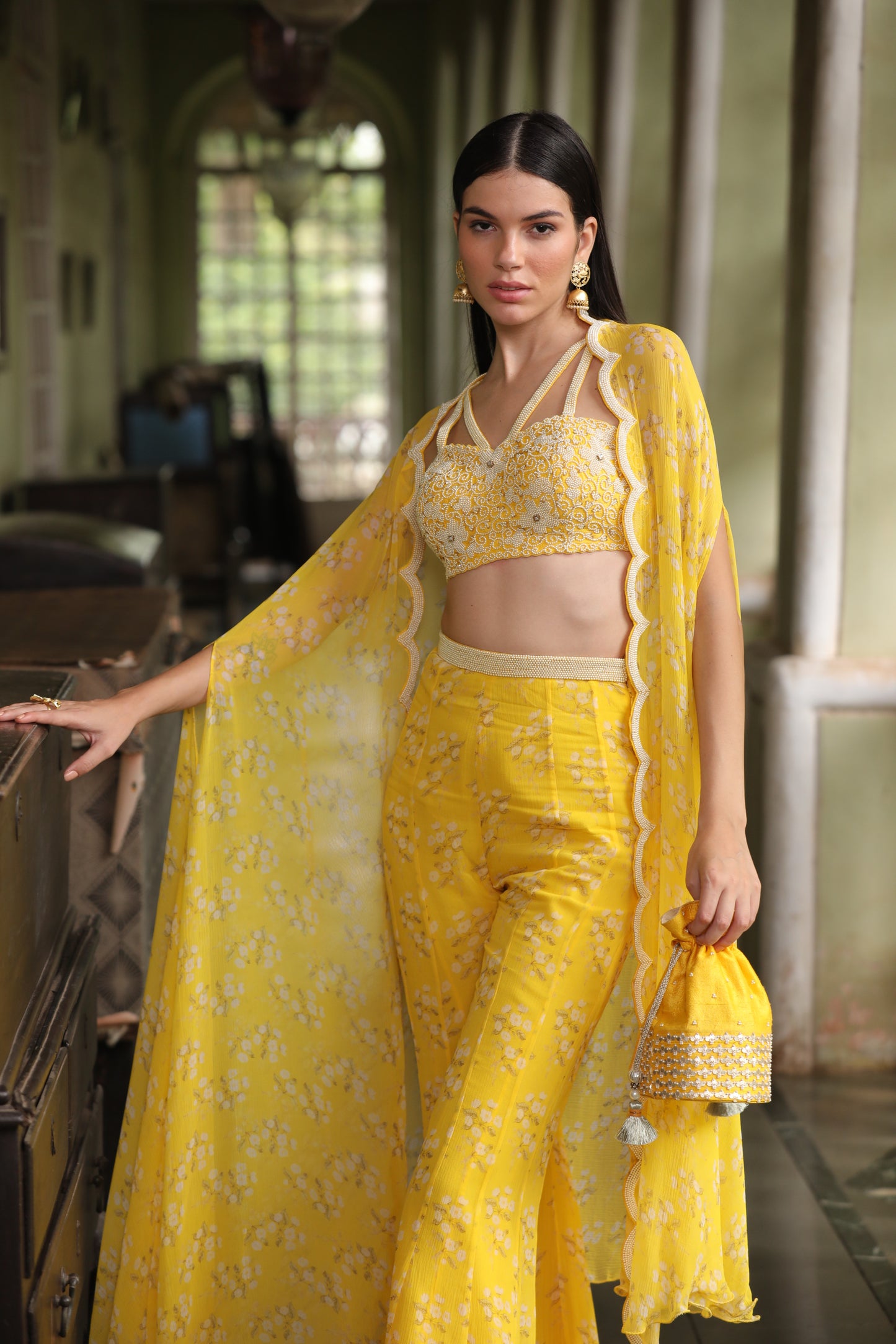 Sunlit Petal Cape Set Yashodhara