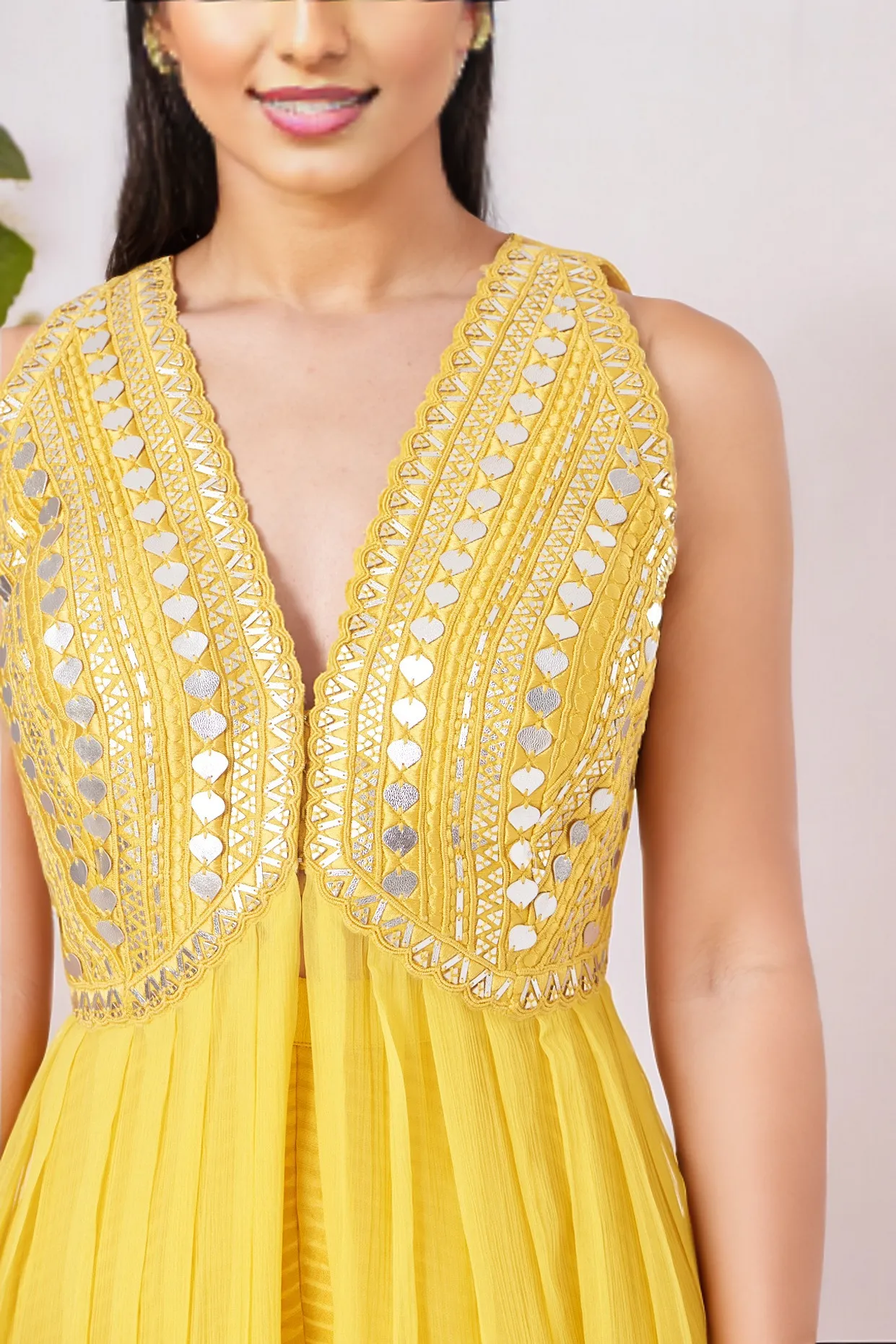 Yellow Raw Silk Embroidered Kurta Set