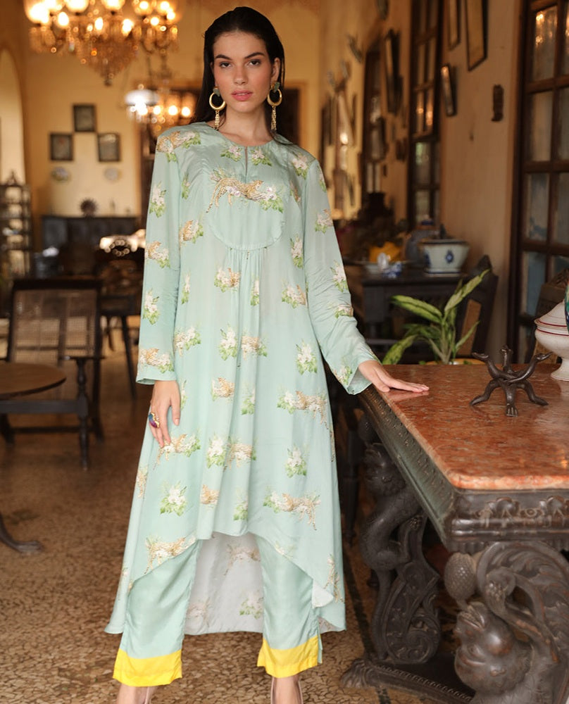 Mint Garden Asymmetrical Kurta Set Yashodhara