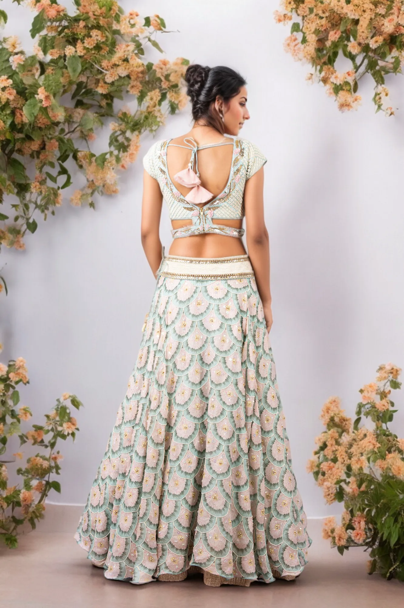 PEARL SCALLOP ORGANZA LEHENGA