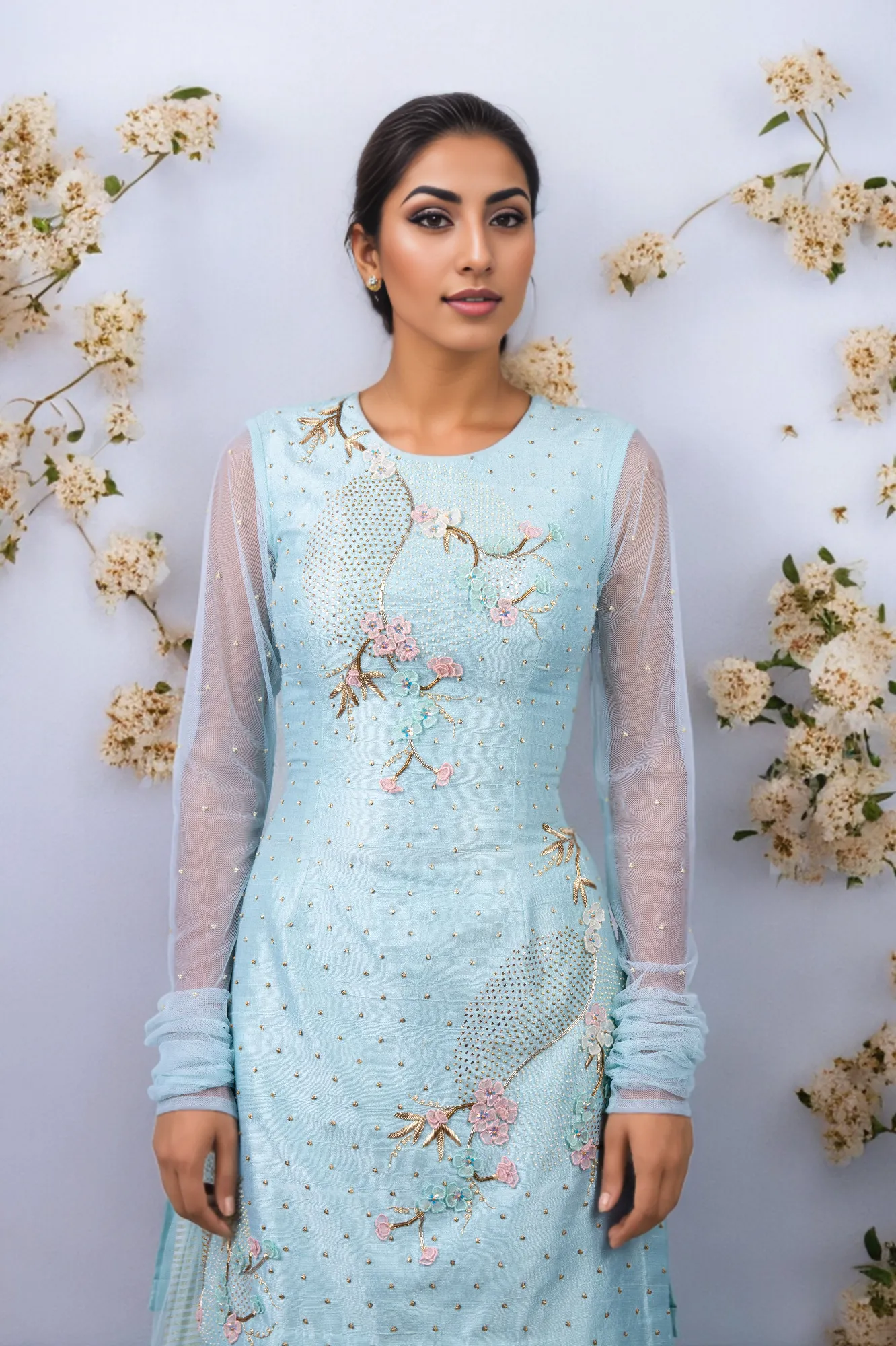 JAPANESE CIRCLE EMBROIDERED SUIT SHARARA