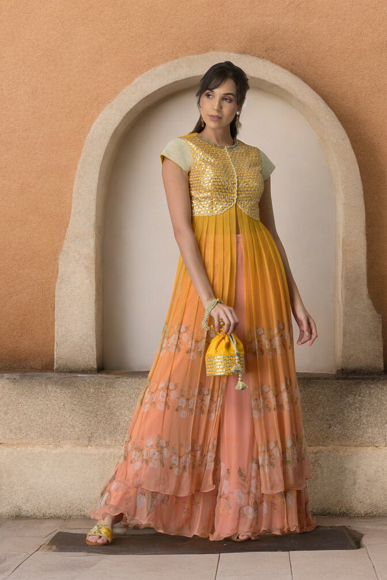 Leather Work Kurti with Palazzos