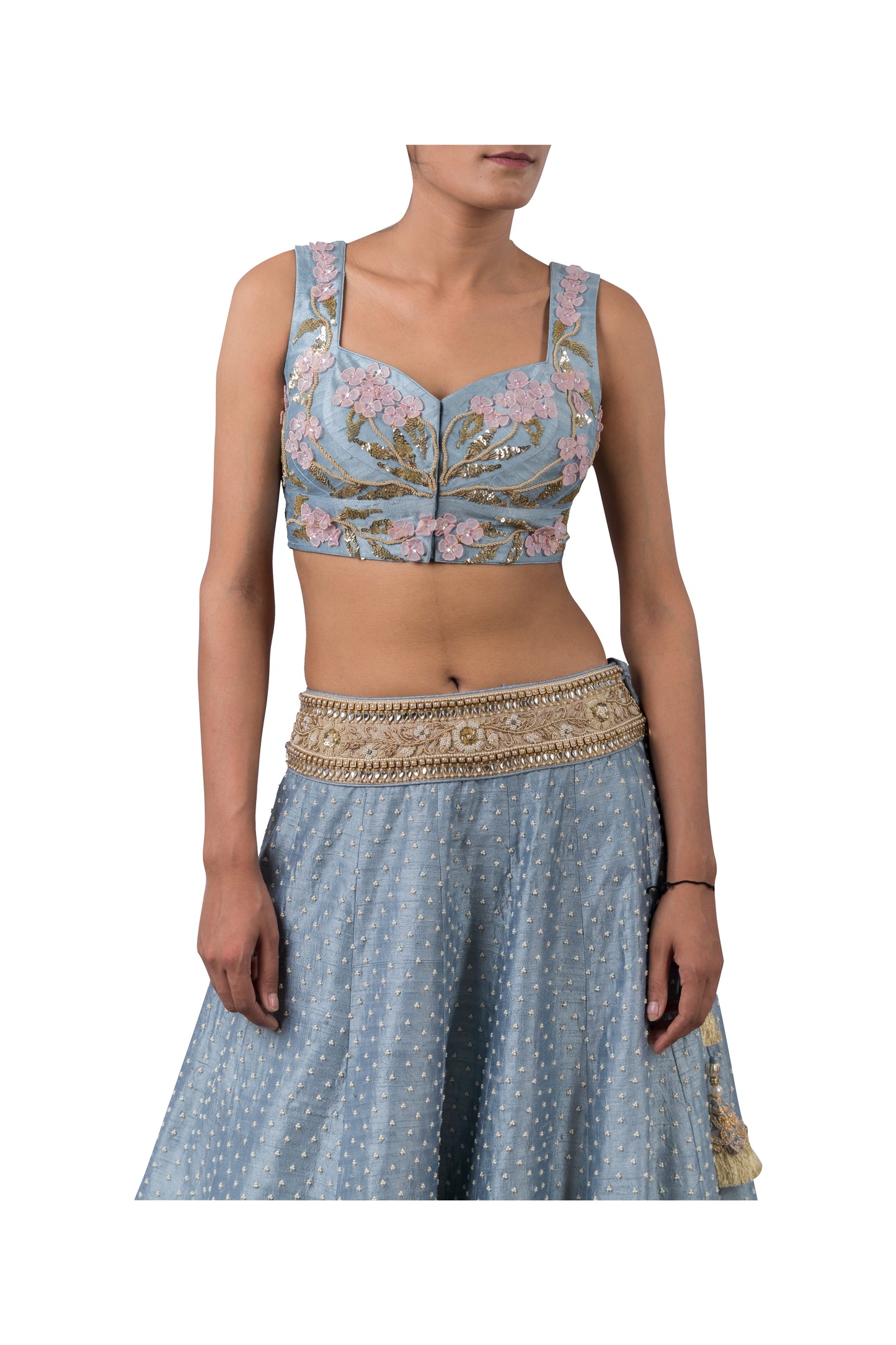The Serene Sky & Floral Hydrangea Lehenga Set