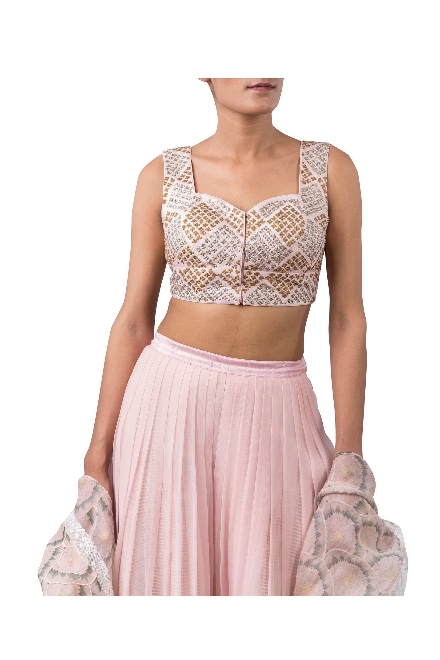 The Blush Scallop Cape & Geometric Bustier Set