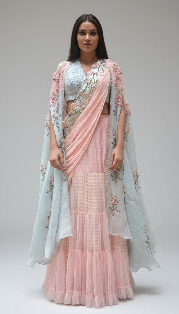 Blush Bloom Embroidered Lehenga Set Yashodhara