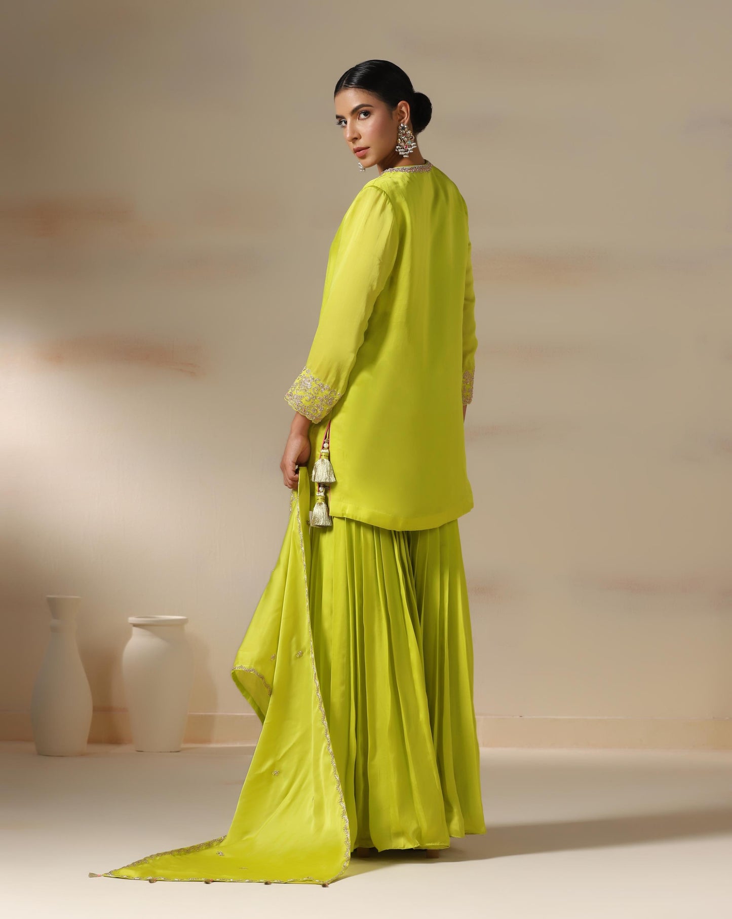 Lime Glow Sharara Set
