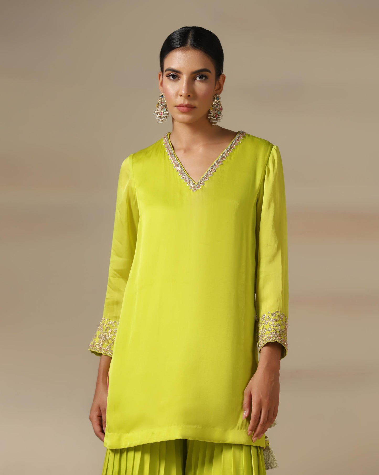 Lime Glow Sharara Set