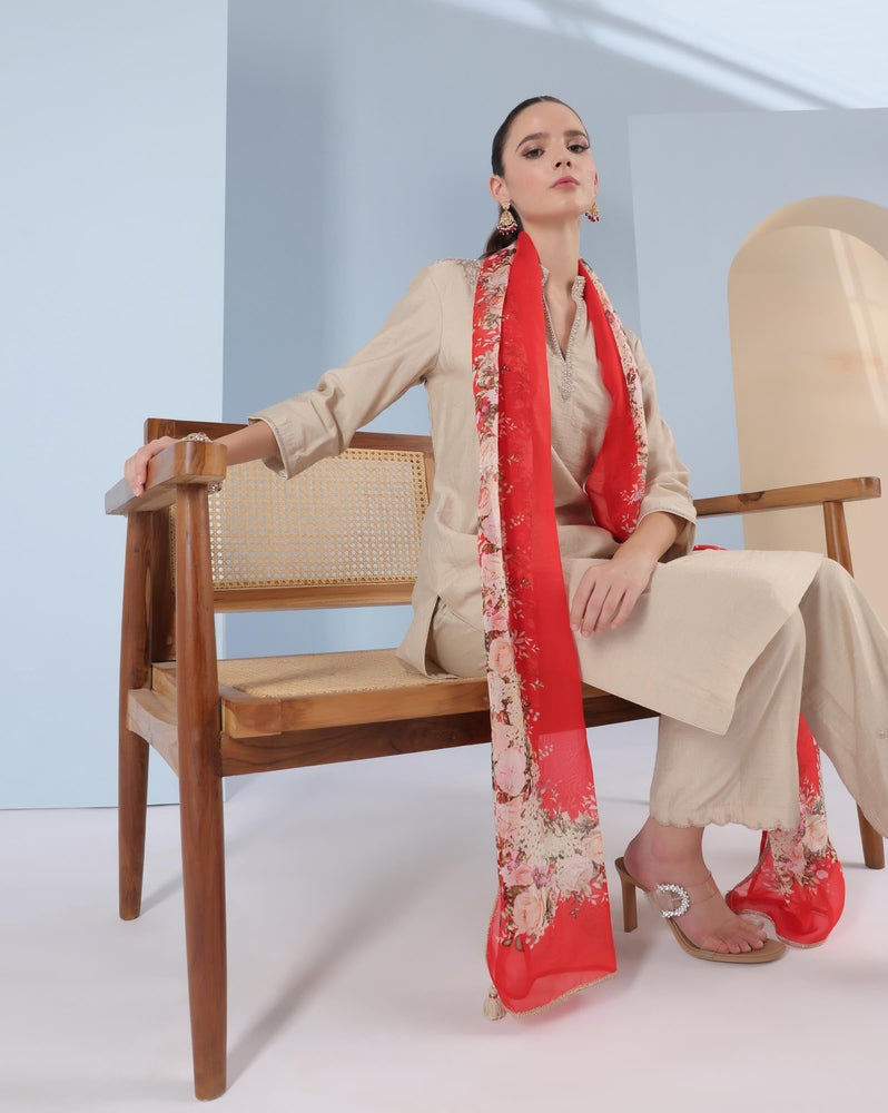 Scarlet Bloom Kurta Set Yashodhara