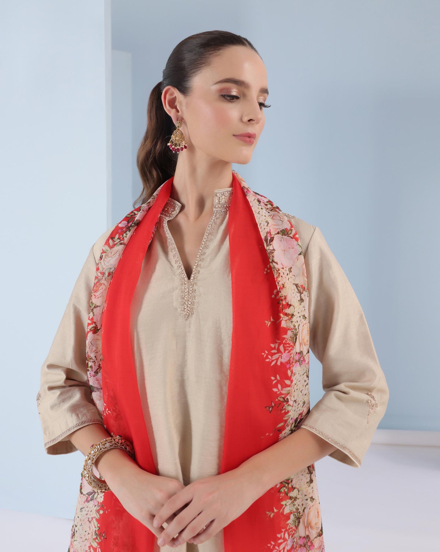 Scarlet Bloom Kurta Set