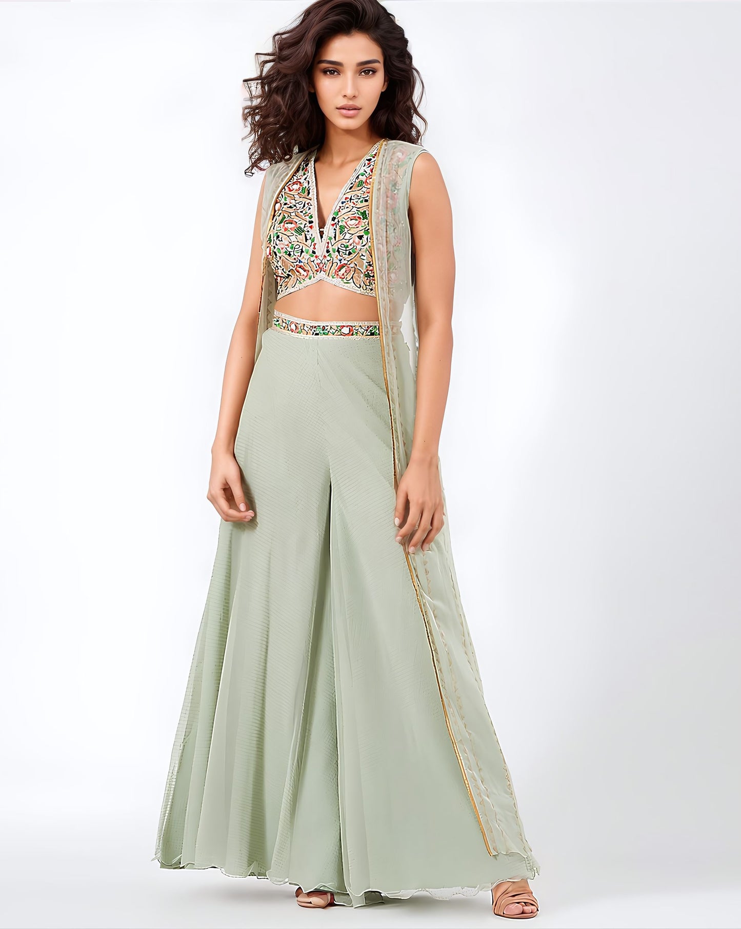 Sage Green Printed Pant Set