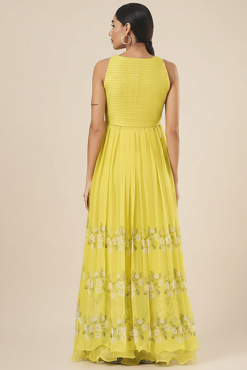 Sunlit Bloom Embellished Yellow Kurti Set