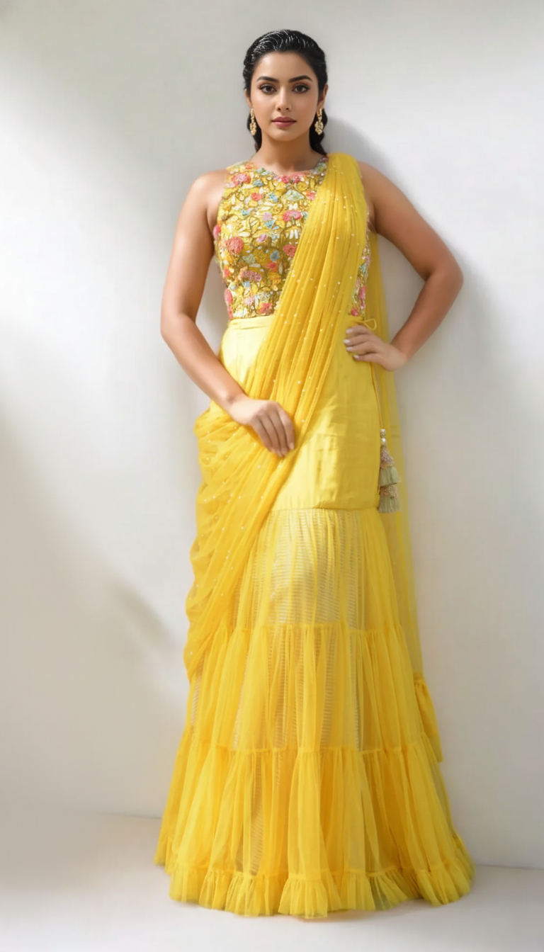 MOTI JAAL BLOUSE & SHARARA SKIRT