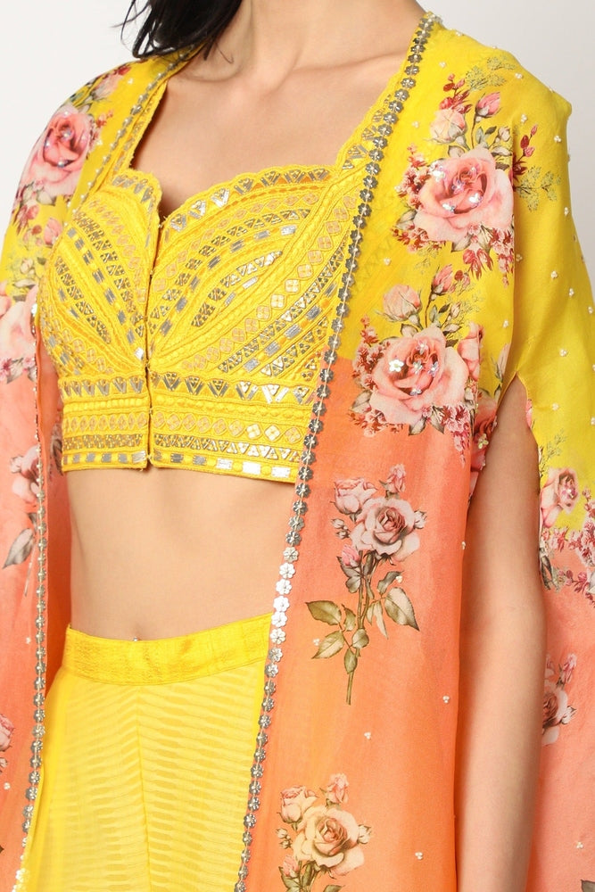 Yellow Raw Silk Palazzo Pant Set Yashodhara