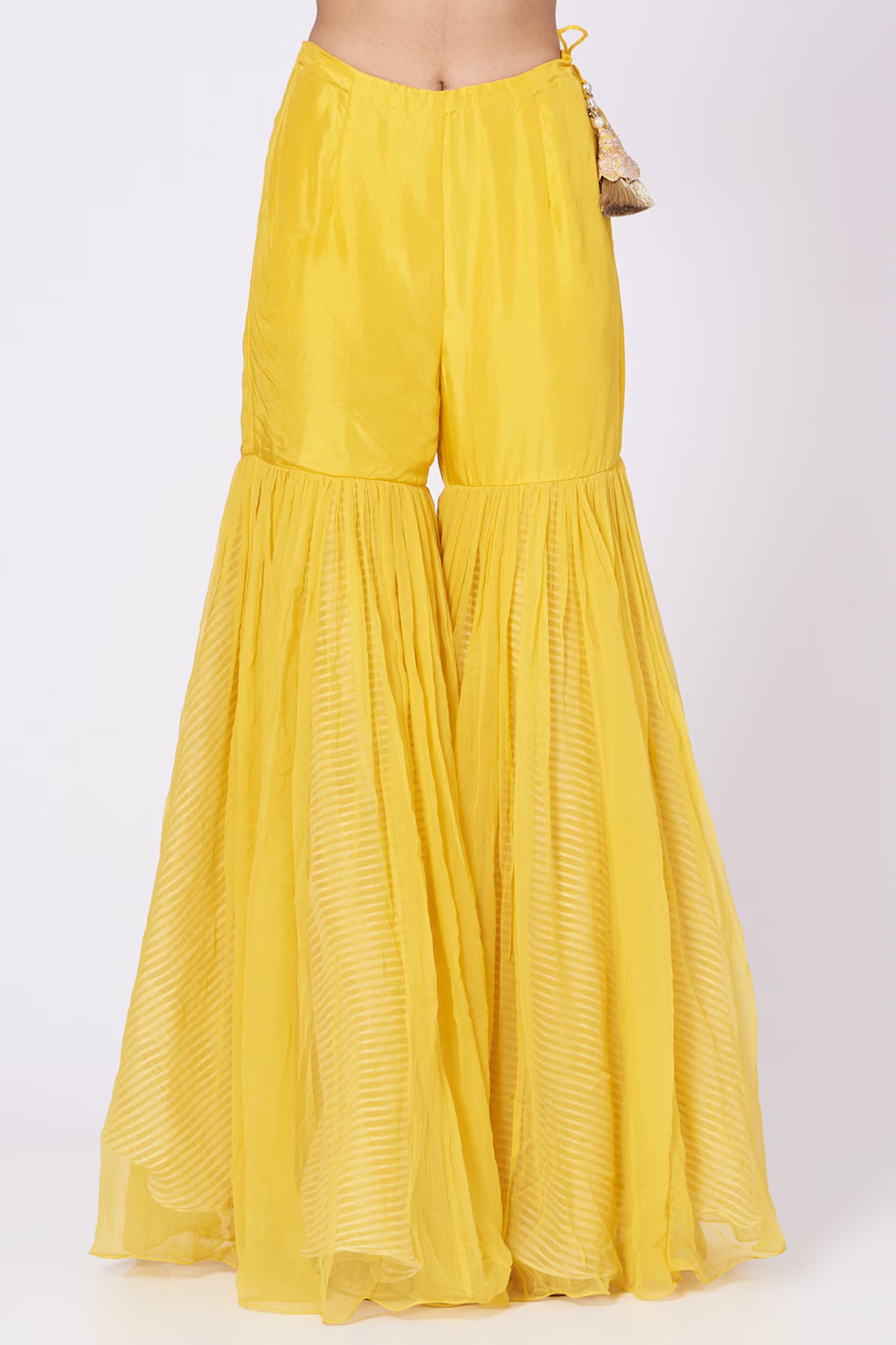 Yellow Chiffon Gharara Set