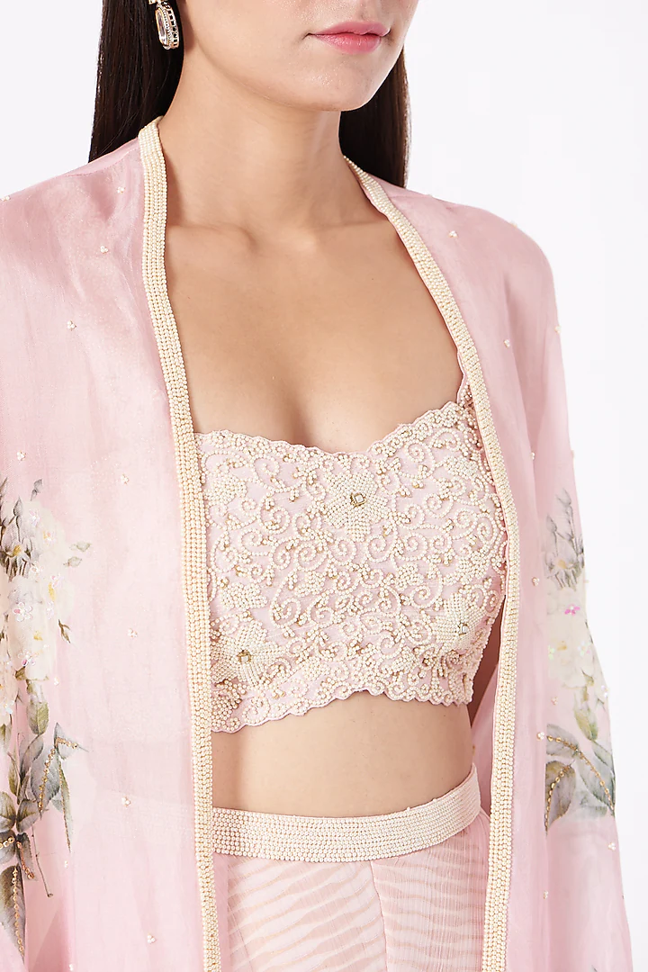 Blush Pink Palazzo Set With Cape