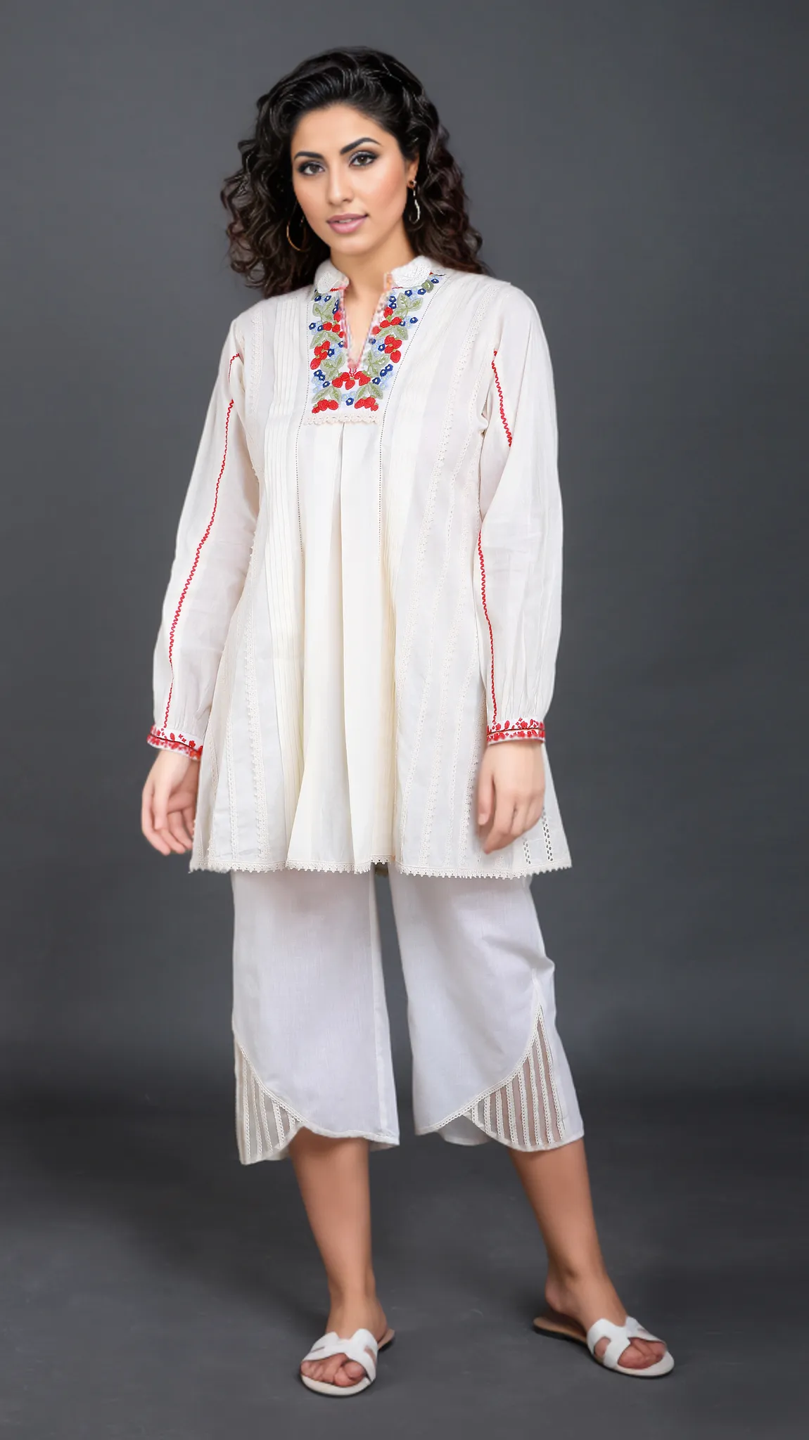 Organza & Crochet Detailing at Hem Palazzo