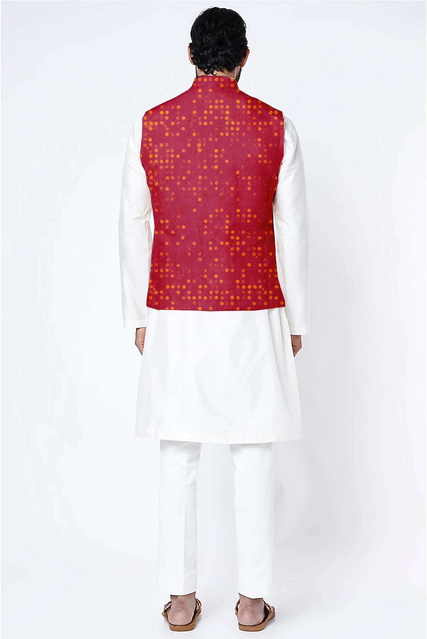 Printed Raw Silk Nehru Jacket