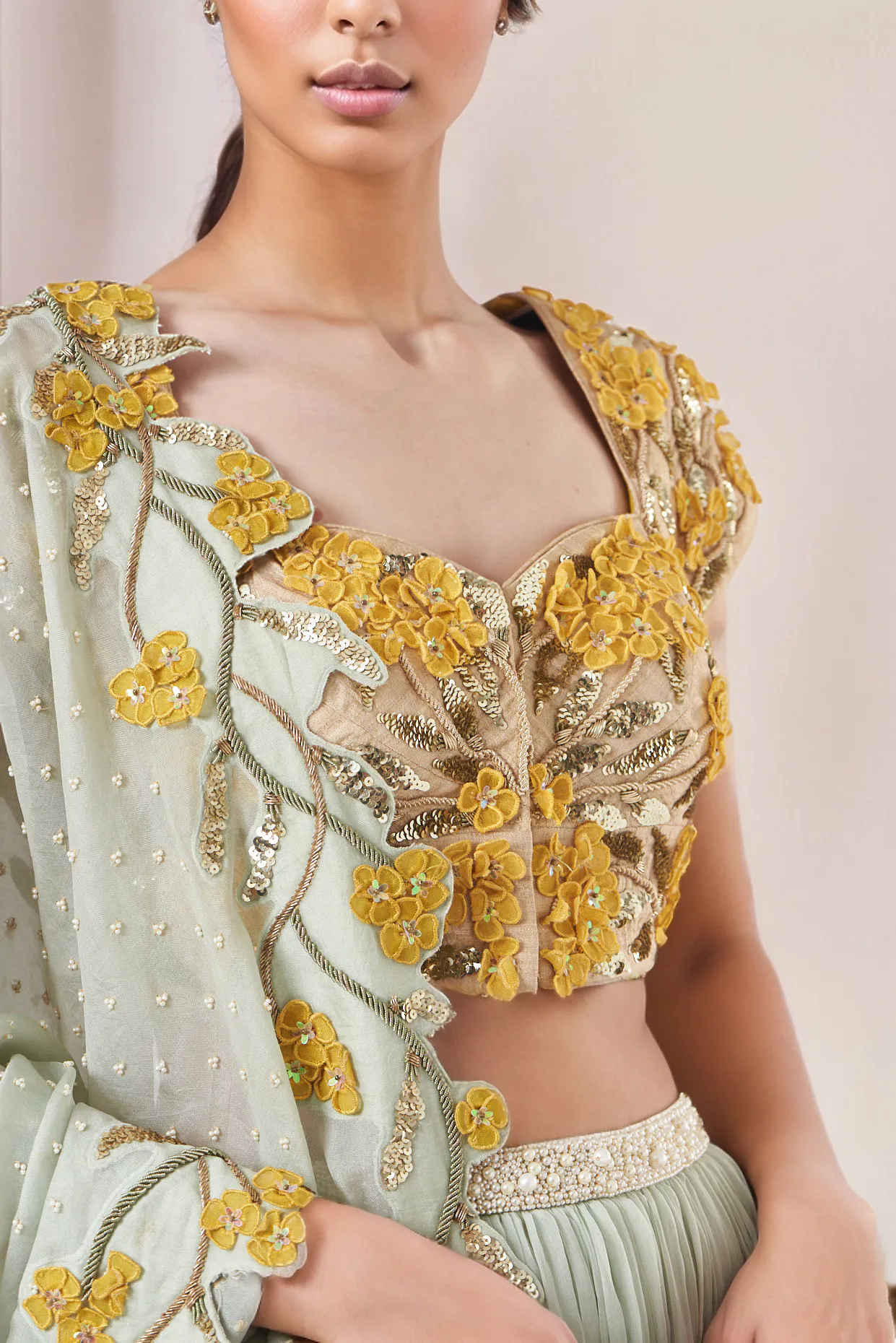 Sunlit Meadow Embroidered Lehenga Set Yashodhara