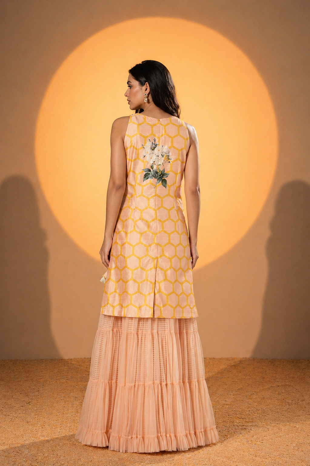 The Honeycomb Silk Sharara Set
