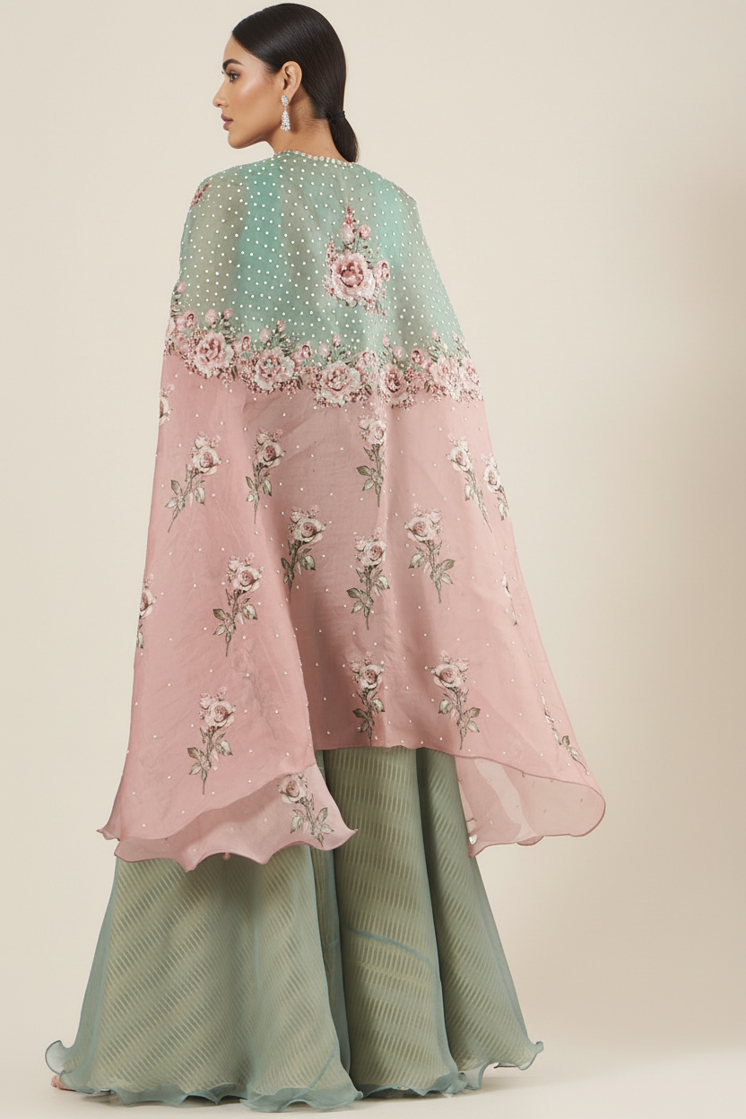 Multi-Colored Printed Cape Set