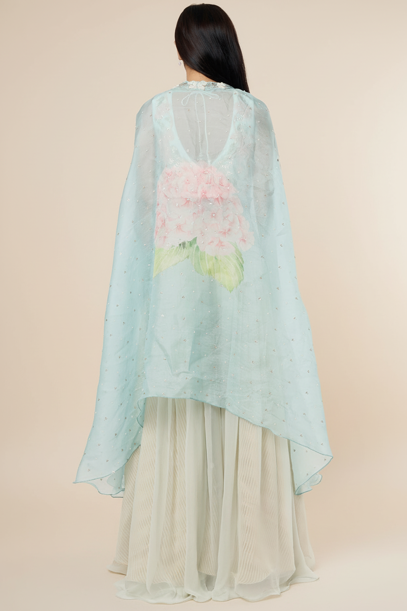 Eco Green Organza Cape Set