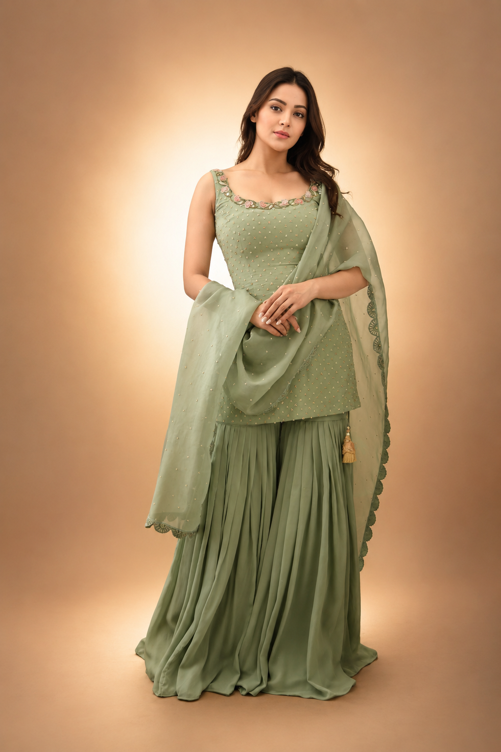 Sage Blossom Sharara Set