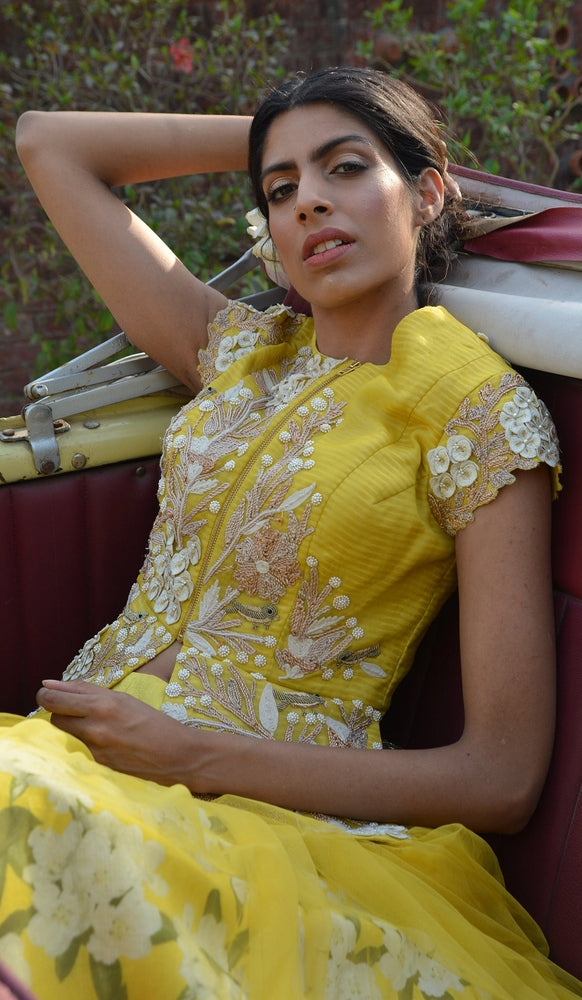 PEPLUM JACKET AND FLORAL SKIRT Yashodhara
