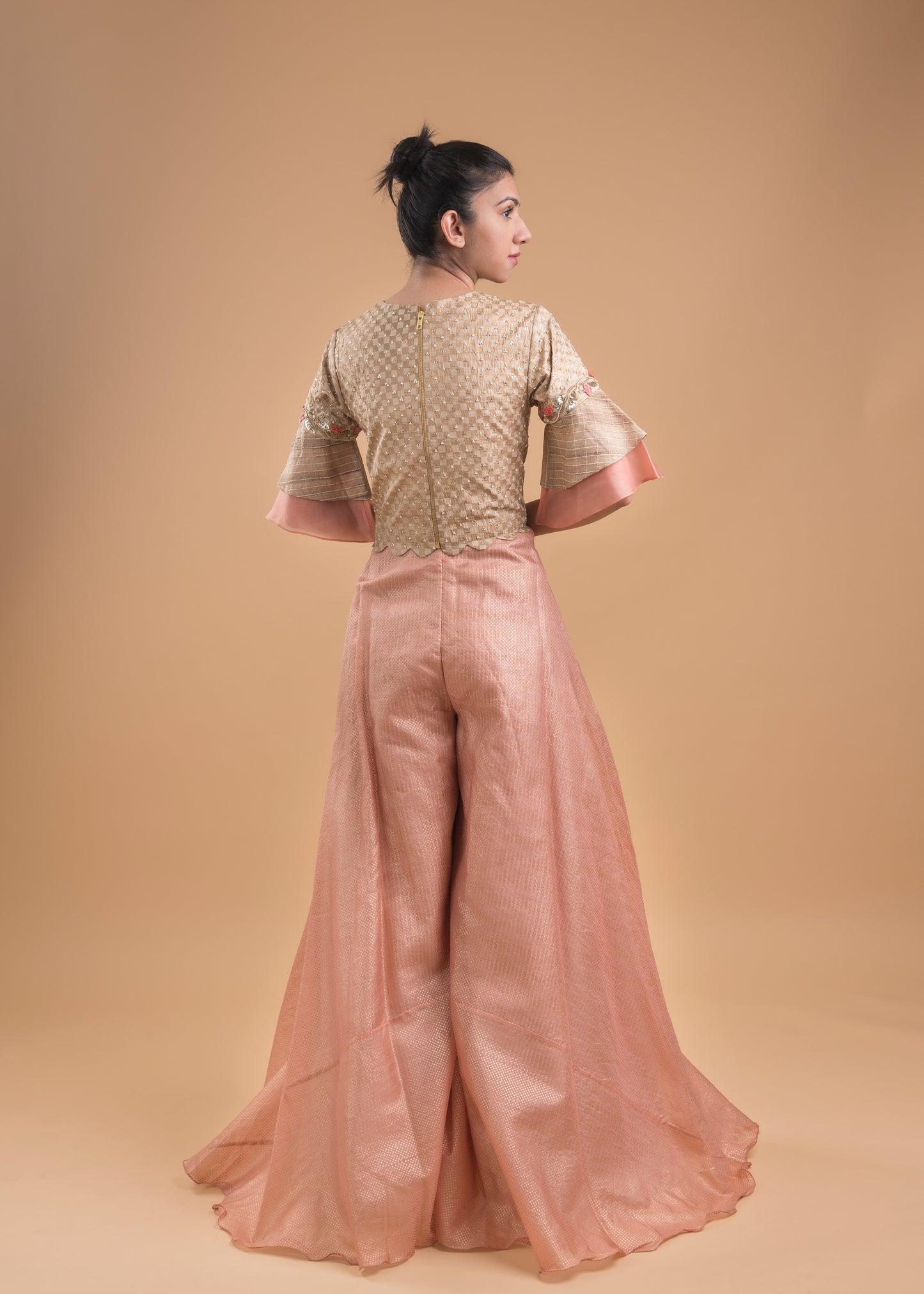 EMBROIDERED TOP & BLOCK PRINTED PALAZZOS