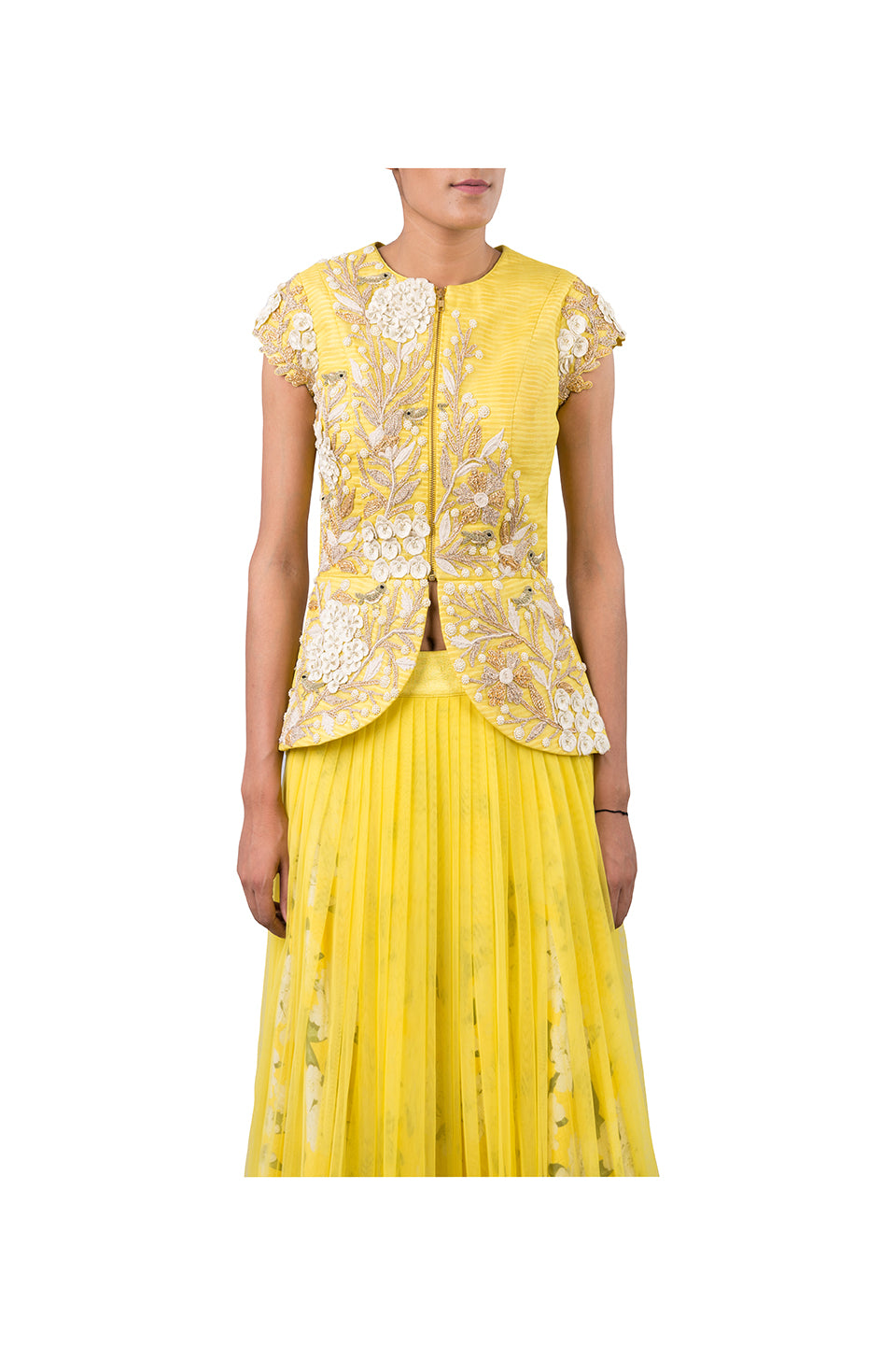BOTANICAL WORK PEPLUM JACKET Yashodhara