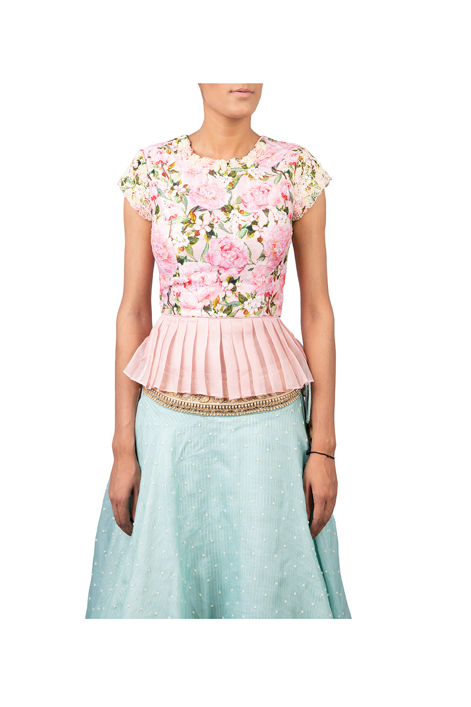 TWO TONE LEHENGA WITH 3 PEARL SCATTER Yashodhara