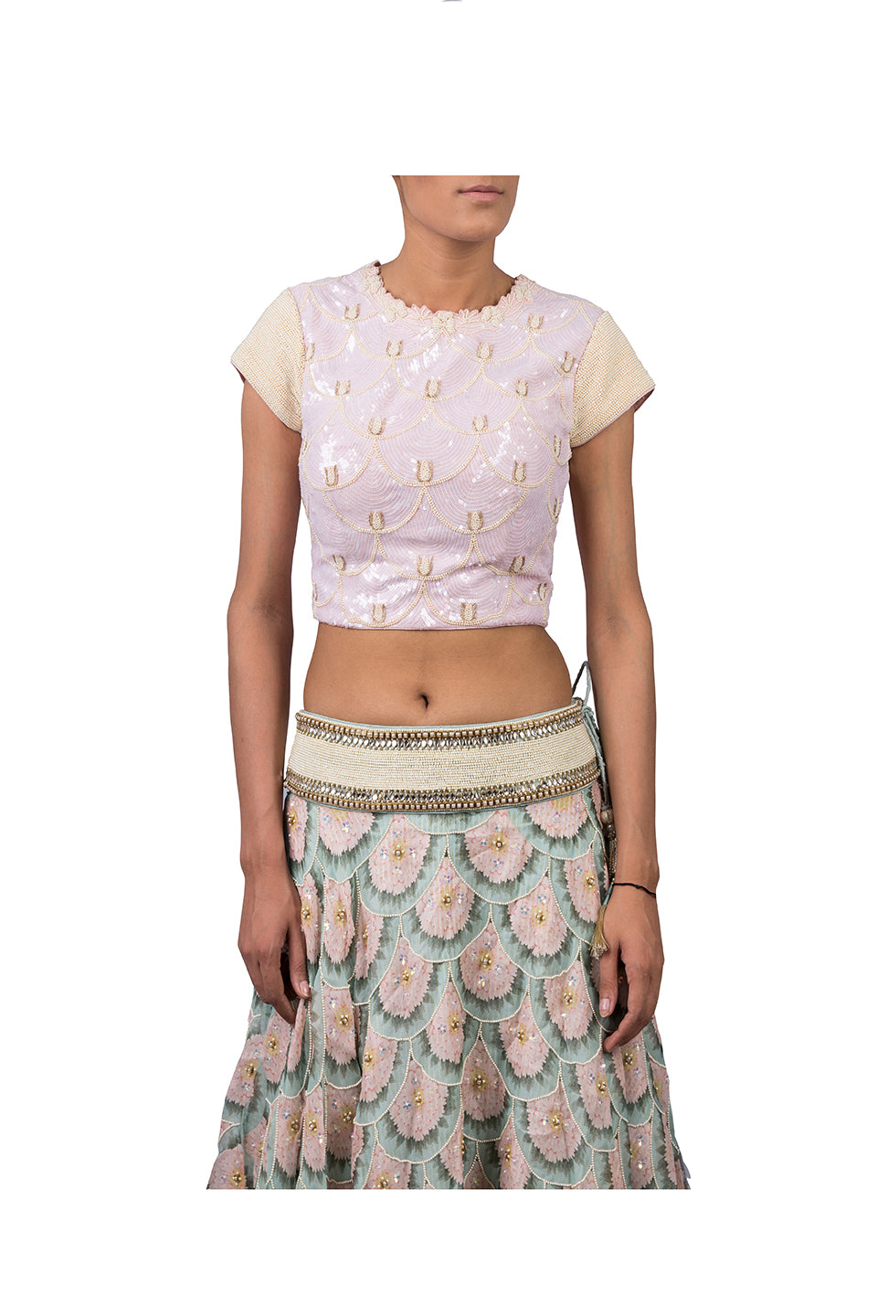 PEARL SCALLOP ORGANZA LEHENGA