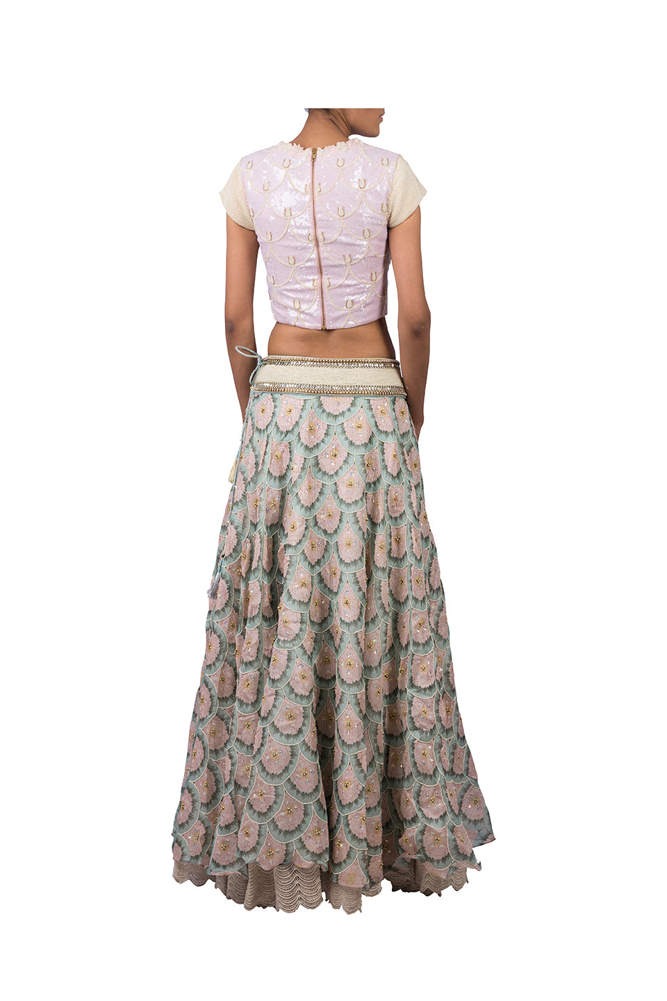 PEARL SCALLOP ORGANZA LEHENGA