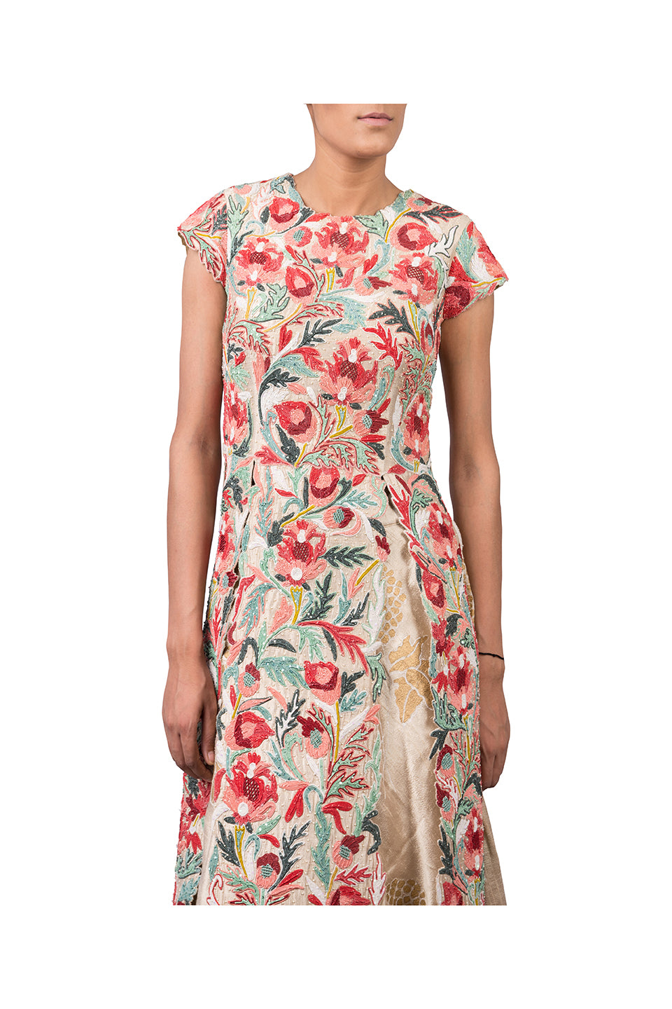 PERSIAN DORI WORK LONG JACKET WITH FOOTBALL LILLY RAW SILK SKIRT