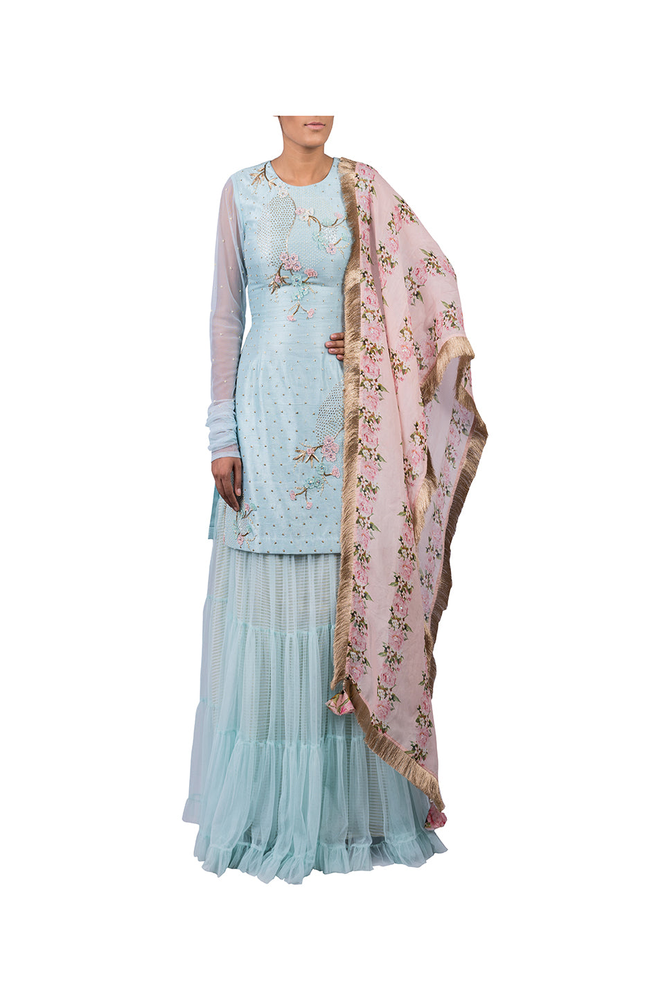 JAPANESE CIRCLE EMBROIDERED SUIT SHARARA