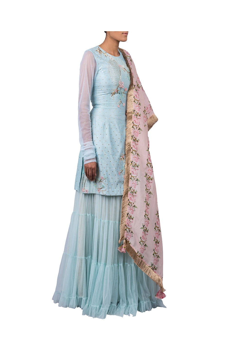 JAPANESE CIRCLE EMBROIDERED SUIT SHARARA
