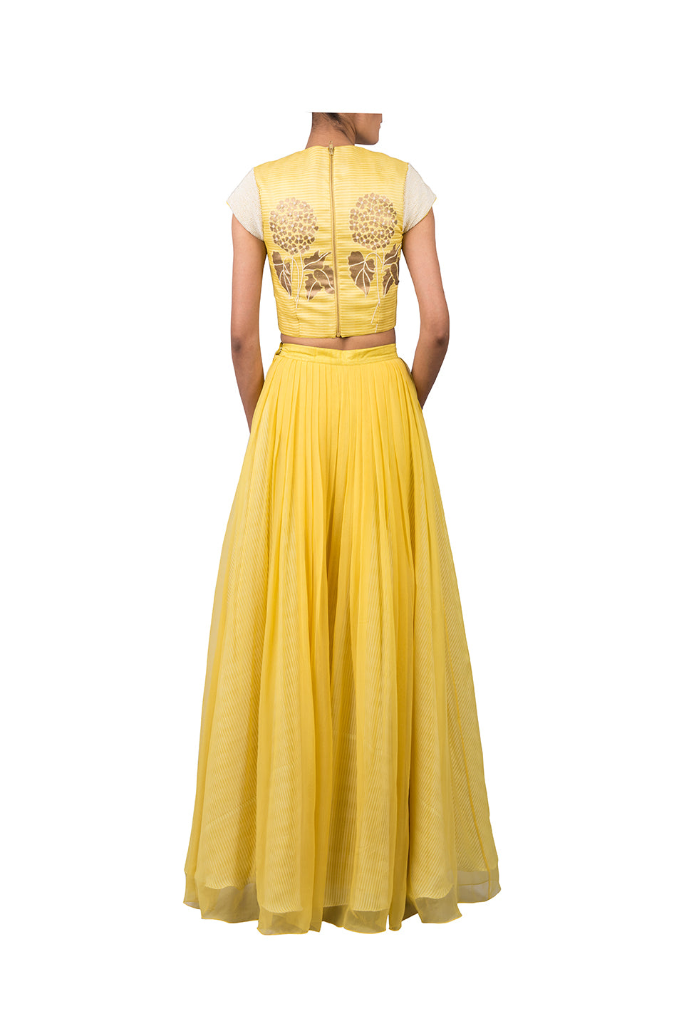 BLOCK PRINTED FOOTBALL LILLY HIGHLIGHTED CROPTOP WITH CHIFFON PLEATED PALAZZO