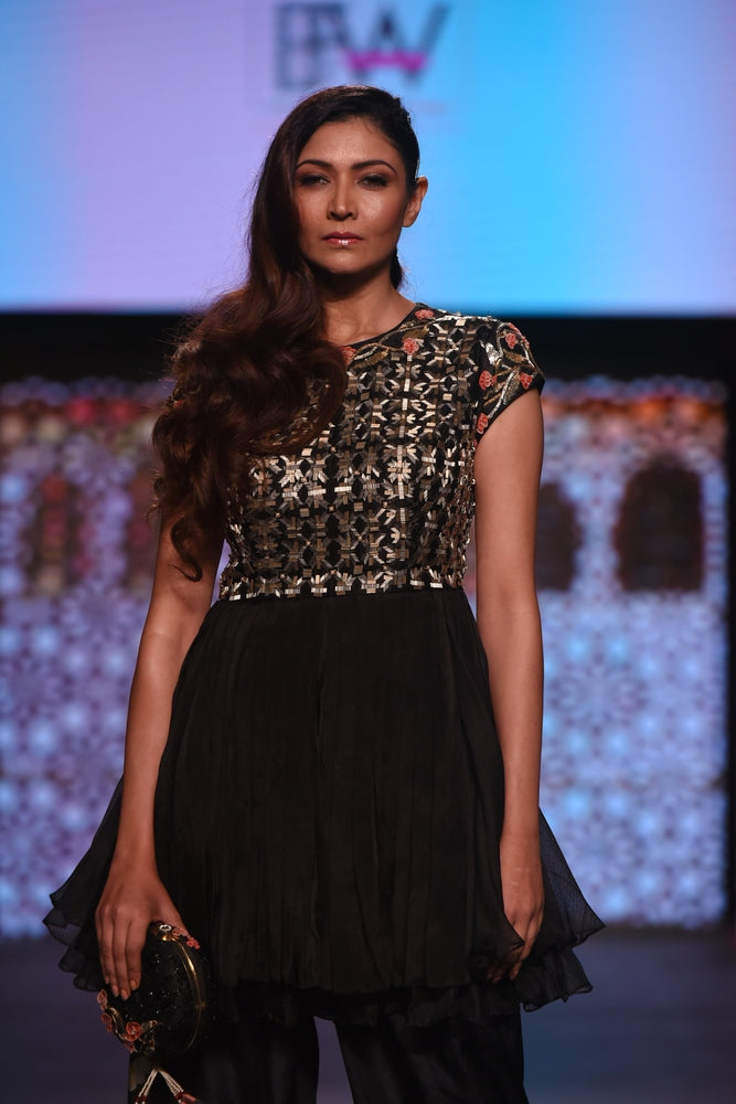 Black Metal Work Anarkali Yashodhara