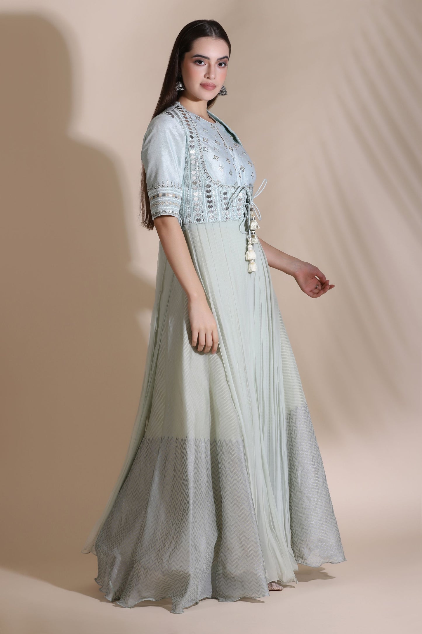 Leather Work Kurti with Pallazos
